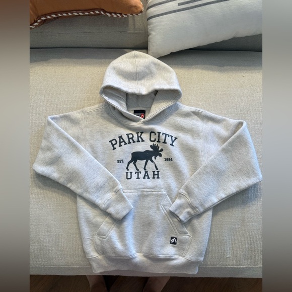 Cozy Gray Park City Utah Kids Sweatshirt Hoodie small - Picture 1 of 7